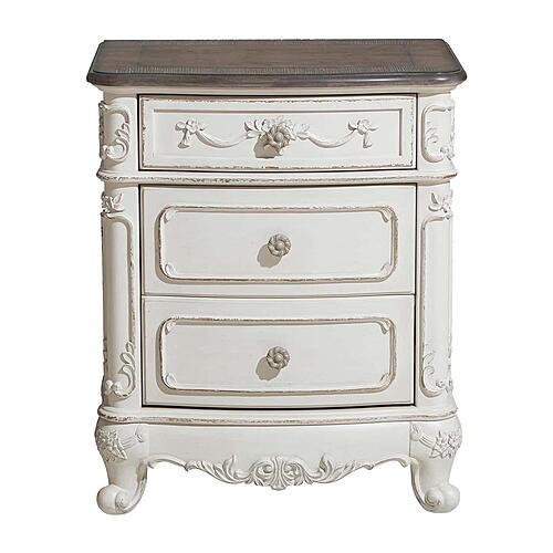 Cinderella Nightstand - Antique White w/Gray  by Homelegance