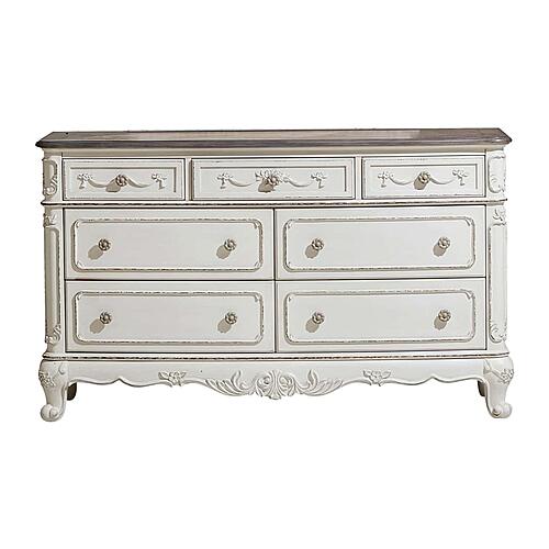 Cinderella Dresser - Antique White w/Gray  by Homelegance