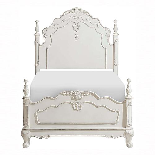 Cinderella Twin Bed - Antique White w/Gray  by Homelegance