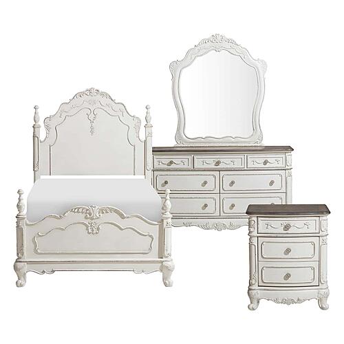 Cinderella 4pc Twin Bedroom Set  - Antique White w/Gray  by Homelegance