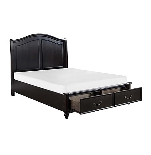Herman Eastern King Platform Bed w/Footboard Storage - Charcoal Brown by Homelegance