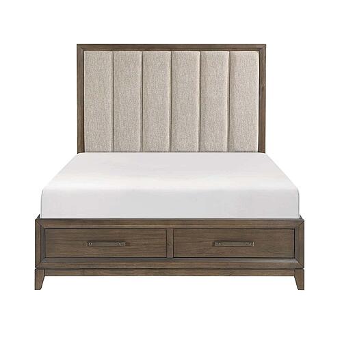 Cambridge Eastern King Platform Bed w/Footboard Storage - Flaxen by Homelegance
