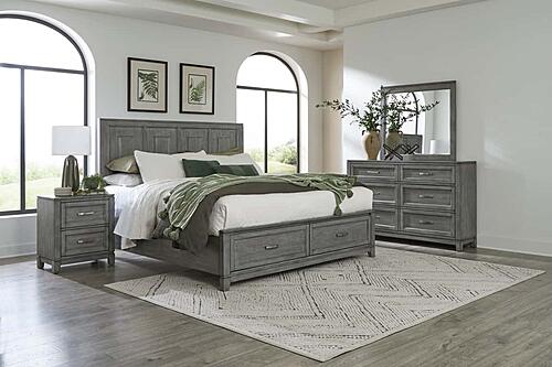 Garretson California King Platform Bed w/Footboard Storage - Gray by Homelegance