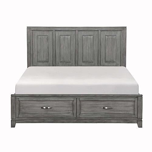 Garretson Eastern King Platform Bed w/Footboard Storage - Gray by Homelegance