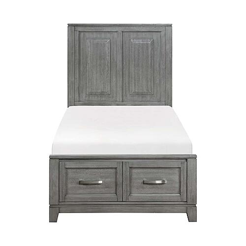 Garretson Twin Platform Bed w/Footboard Storage - Gray by Homelegance