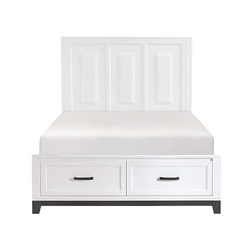Garretson Queen Platform Bed w/Footboard Storage - White & Metallic Gray by Homelegance