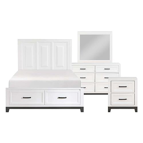 Garretson 4pc Queen Bedroom Set  - White & Metallic Gray by Homelegance