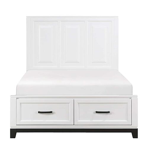 Garretson Full Platform Bed w/Footboard Storage - White & Metallic Gray by Homelegance