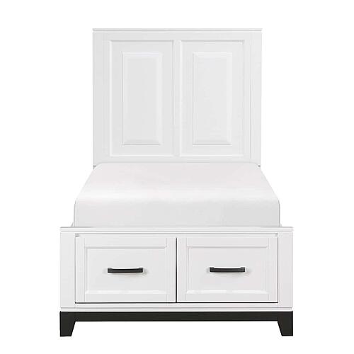 Garretson Twin Platform Bed w/Footboard Storage - White & Metallic Gray by Homelegance