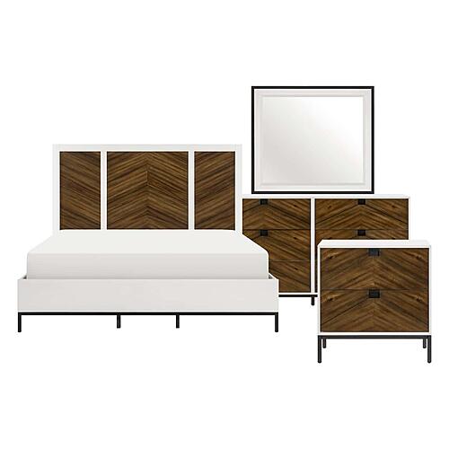 Oslo 4pc Queen Bedroom Set  - White & Walnut by Homelegance