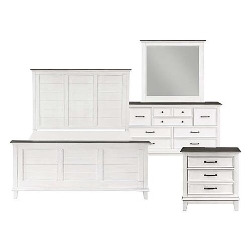 Chesterton 4pc Queen Bedroom Set  - Antique White & Dark Brown by Homelegance