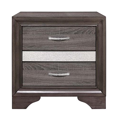 Luster Nightstand - Gray & Silver Glitter by Homelegance