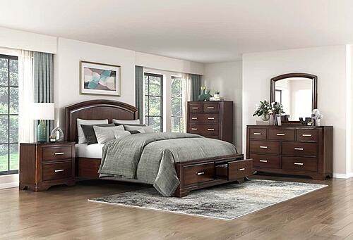 Hudson Queen Platform Bed w/Footboard Storage - Cherry  by Homelegance