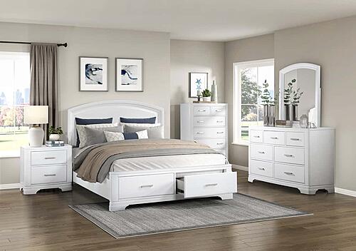 Hudson Full Platform Bed w/Footboard Storage - White  by Homelegance