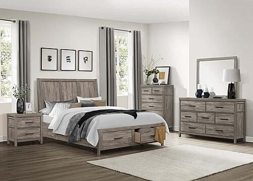 Bainbridge California King Platform Bed w/Footboard Storage - Weathered Gray by Homelegance