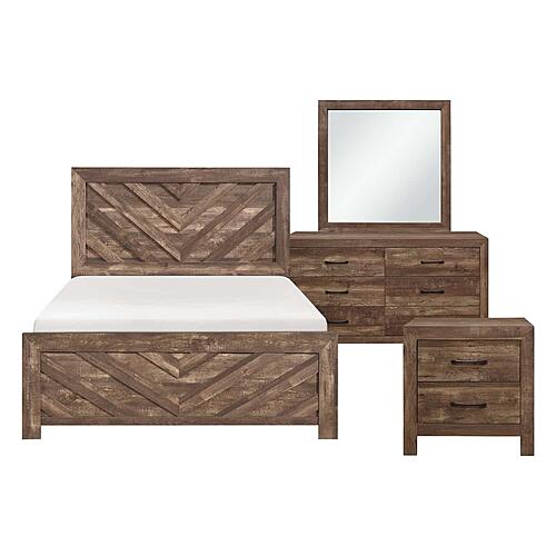 Corbin 4pc V-pattern Queen Bedroom Set  - Rustic Brown by Homelegance