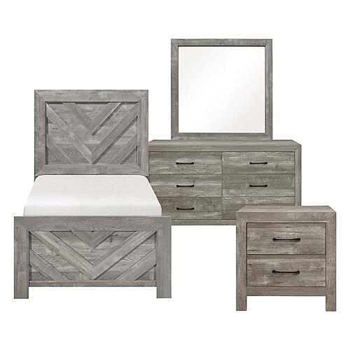 Corbin 4pc V-pattern Twin Bedroom Set  - Gray by Homelegance