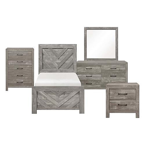 Corbin 5pc V-pattern Twin Bedroom Set  - Gray by Homelegance