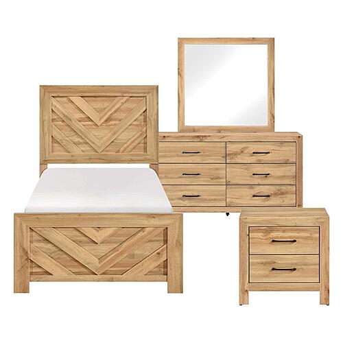 Corbin 4Pc V-pattern Twin Bedroom Set  - Natural by Homelegance