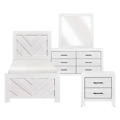 Corbin 4Pc V-pattern Twin Bedroom Set  - White by Homelegance