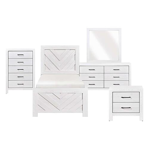 Corbin 5pc V-pattern Twin Bedroom Set  - White by Homelegance