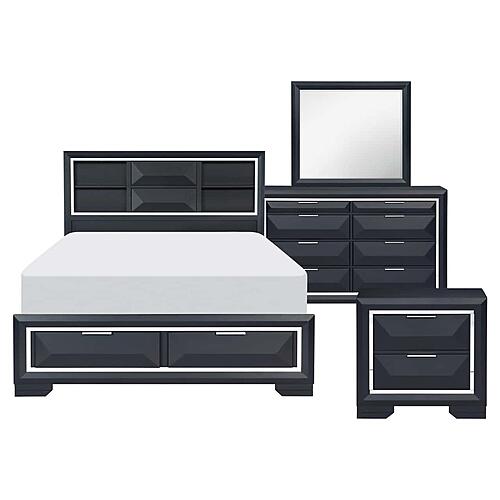 Rosemont 4pc Queen Bedroom Set  - Midnight Blue by Homelegance