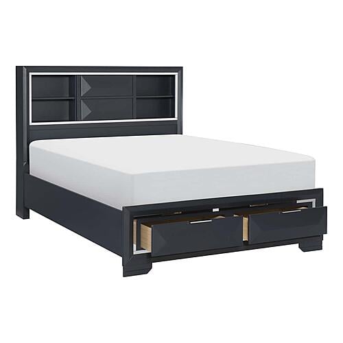 Rosemont California King Platform Bed w/Footboard Storage - Midnight Blue by Homelegance