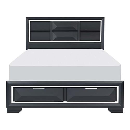 Rosemont Eastern King Platform Bed w/Footboard Storage - Midnight Blue by Homelegance