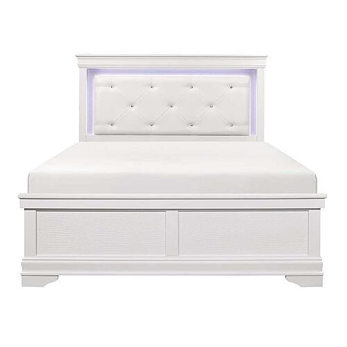 Lana California King Bed w/LED Lighting - White by Homelegance