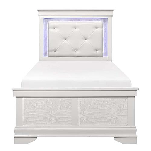 Lana Twin Bed w/LED Lighting - White by Homelegance