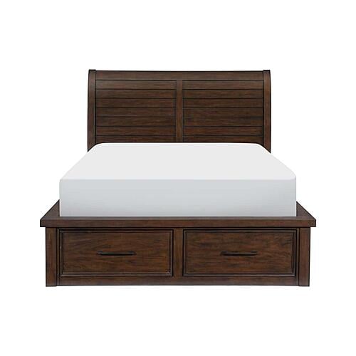 Logandale Queen Platform Bed w/Storage Footboard and Side Rails - Brown by Homelegance