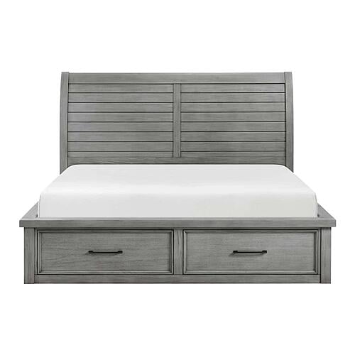 Logandale California King Platform Bed w/Storage Footboard and Side Rails - Antique Gray by Homelegance