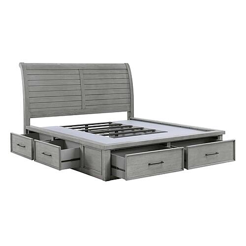 Logandale Eastern King Platform Bed w/Storage Footboard and Side Rails - Antique Gray by Homelegance