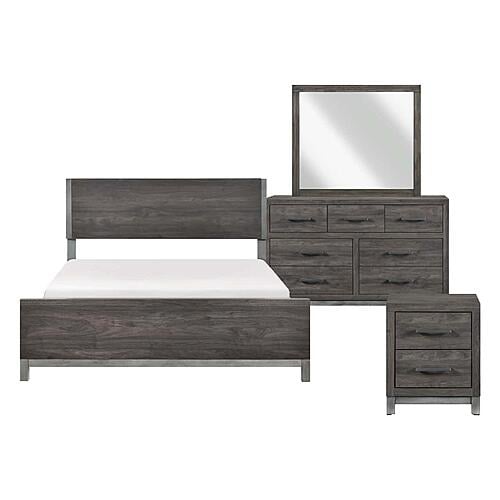 Zephyr 4pc Queen Bedroom Set  - Brownish Gray & Antique Silver by Homelegance