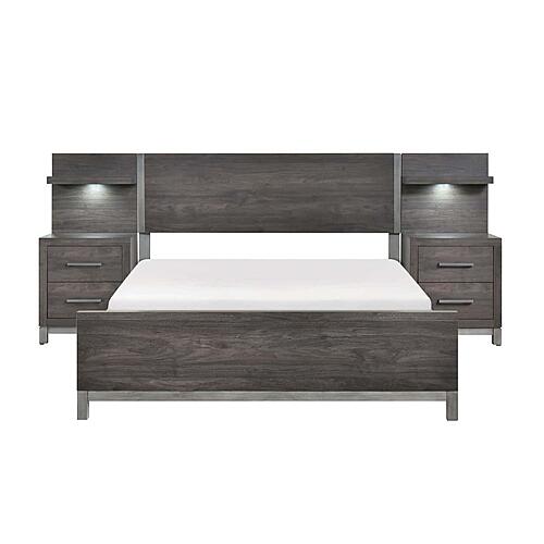 Zephyr 5pc Set Queen Wall Bed  - Brownish Gray & Antique Silver by Homelegance