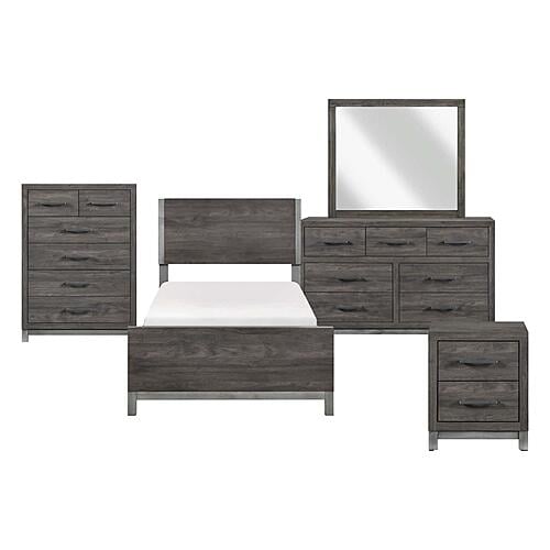Zephyr 5pc Twin Bedroom Set  - Brownish Gray & Antique Silver by Homelegance