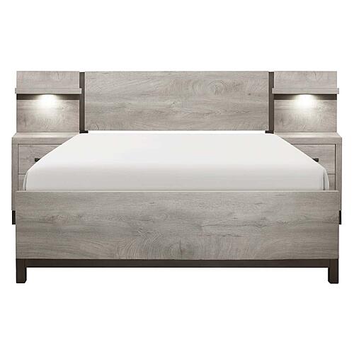 Zephyr 5pc Set Full Wall Bed - Light Gray & Gray by Homelegance
