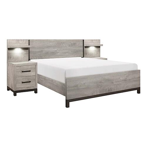 Zephyr 5pc Set California King Wall Bed - Light Gray & Gray by Homelegance