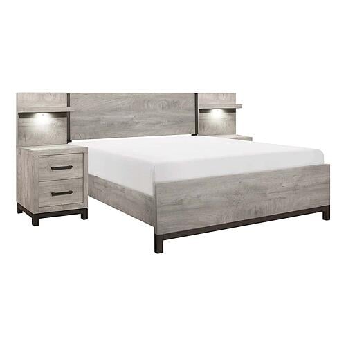 Zephyr 5pc Set Eastern King Wall Bed - Light Gray & Gray by Homelegance