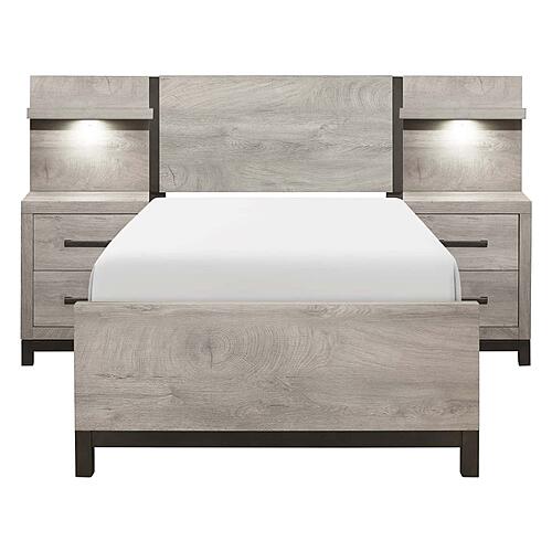 Zephyr 5pc Set Twin Wall Bed - Light Gray & Gray by Homelegance