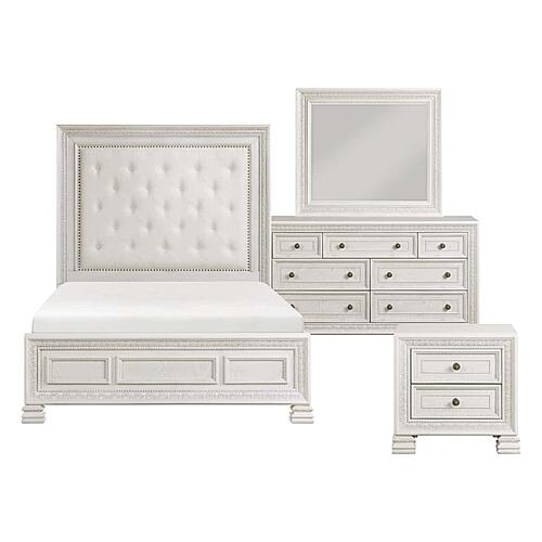 Theodora 4pc Queen Bedroom Set  - Pearl White by Homelegance