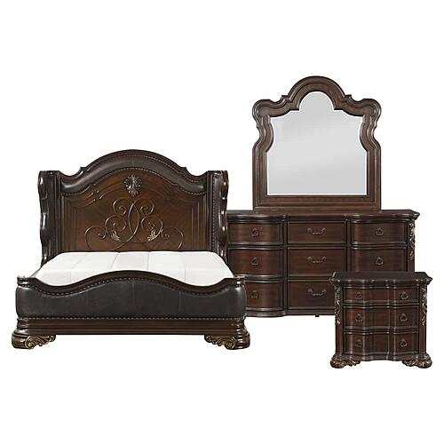 Royal Highlands 4pc Queen Bedroom Set  - Brown by Homelegance