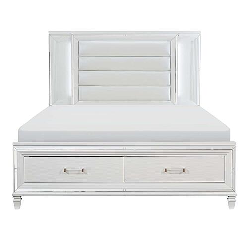 Tamsin California King Platform Bed w/LED Lighting and Footboard Storage - White by Homelegance