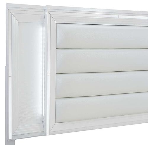Tamsin Eastern King Platform Bed w/LED Lighting and Footboard Storage - White by Homelegance