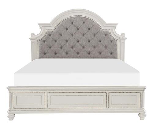 Baylesford Eastern King Bed - Antique White & Brown Gray by Homelegance