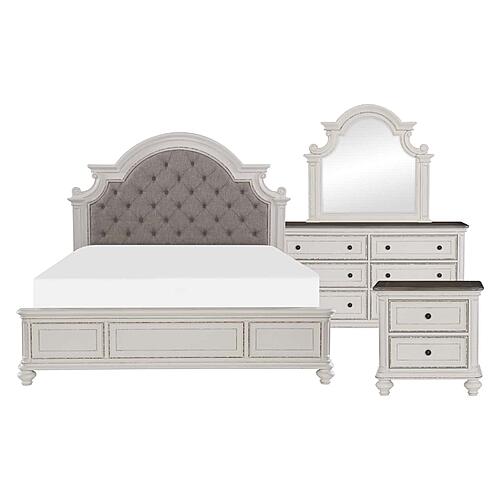 Baylesford 4pc Queen Bedroom Set  - Antique White & Brown Gray by Homelegance
