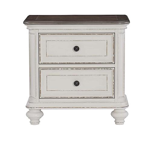 Baylesford Nightstand - Antique White & Brown Gray by Homelegance