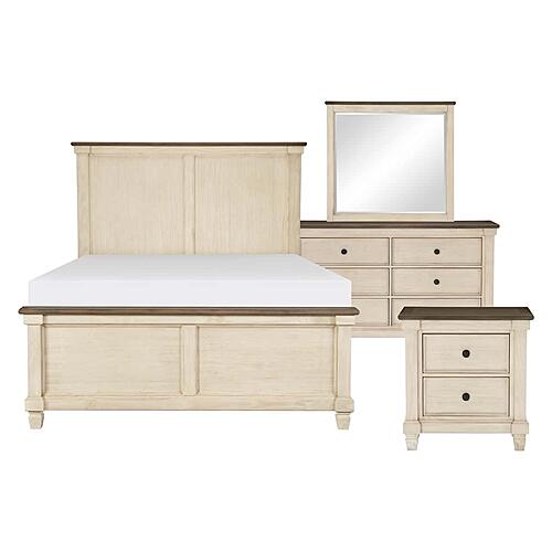 Weaver 4pc Queen Bedroom Set  - Antique White & Rosy Brown by Homelegance
