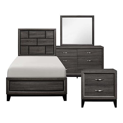 Davi 4Pc Twin Bedroom Set  - Gray  by Homelegance
