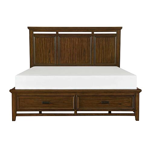 Frazier Park Eastern King Platform Bed w/Footboard Storage - Brown Cherry by Homelegance
